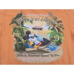 Disney Cruise Line Men's L Orange Mickey Mouse Castaway Cay T-Shirt Cotton